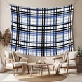 thumbnail image 2 of Blue Black Plaid Small Tapestry for Bedroom Wall Hanging Tapestry, Farmhouse Blue Black Checkered Ceiling Backdrop Tapestries Poster Blanket Wall Decor for Teens Room Living Room Dorm 23" x 28", 2 of 8