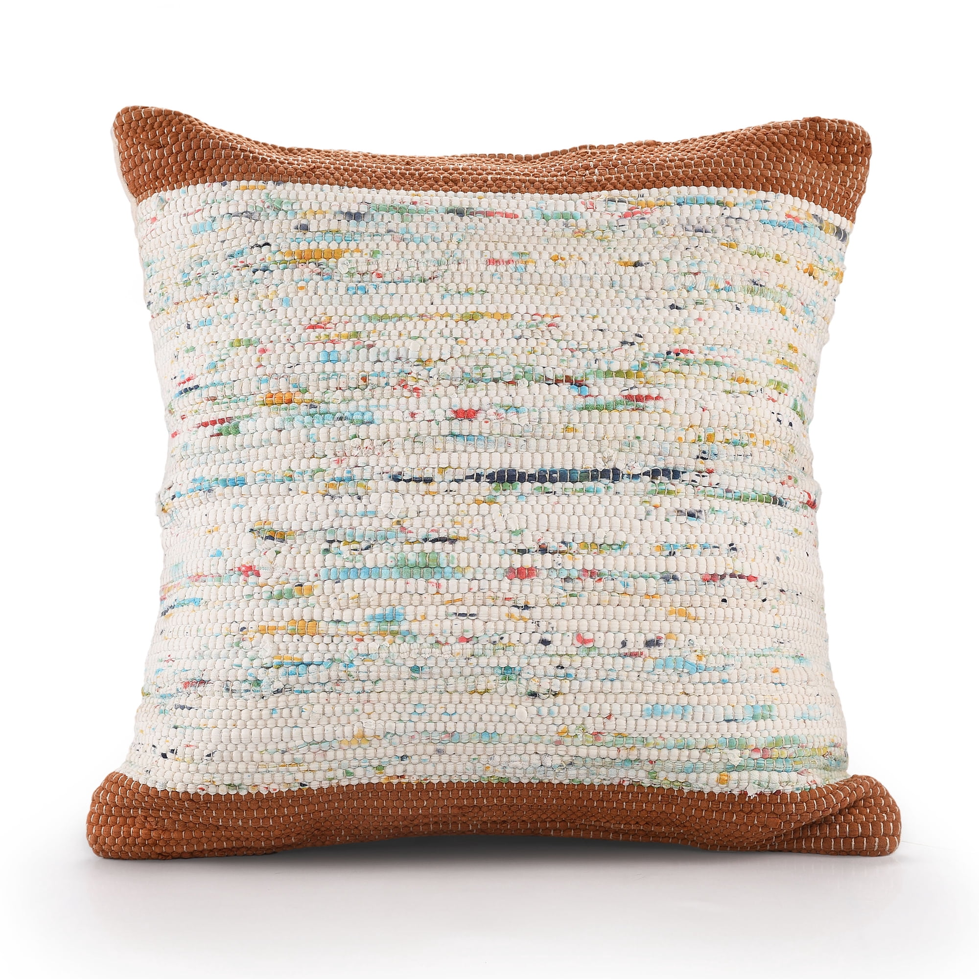 LR Home Luma Set of 2 Brown/Multicolor Striped 20" x 20" Cotton Adult Decorative Throw Pillows