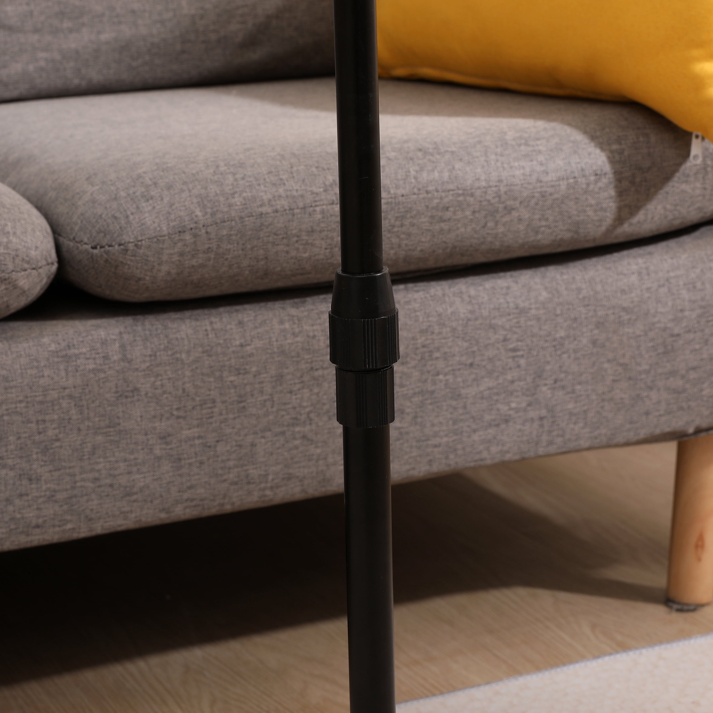 MAYEERTY Modern C-shaped Oval End Tables with Slots Couch Tray Table Bamboo Height Adjustable Side Table