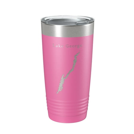 

Lake George Map Tumbler Travel Mug Insulated Laser Engraved Coffee Cup New York 20 oz Pink