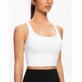 thumbnail image 4 of AGONVIN Women's Strappy Longline Yoga Sports Bra Padded Wireless Crop Top Cami Tank Top White Large Plus, 4 of 7