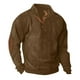 thumbnail image 1 of Blusa y camisa de cuello alto de manga larga para hombre, moda informal, color sólido, deportiva, cuello alto, botones, manga larga, sudadera, blusa, abrigo de poliéster para hombre, 1 of 4