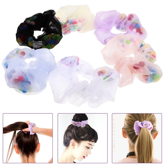 KONTONTY 6-Pack Women’s Fabric Hair Ties Elastic Bands for Strong Hold and Stylish Hair Accessories