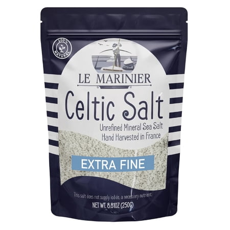 Le Marinier Celtic Salt Extra Fine, 8.81oz – 0.6lb. Unrefined 100% Natural, Hand Harvested Mineral Sea Salt (0.6lb Extra Fine)