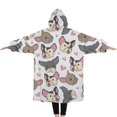 thumbnail image 2 of Oversized Wearable Blanket Hoodie,Bulldog Dog and Love Heart Sherpa Blanket Hoodie with Super Pockets,Super Warm Fuzzy Pullover for Women & Men, 2 of 6