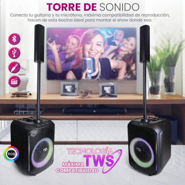 Bocina Fol Torre De Sonido Inalámbrica Portatil Bluetooth TWS