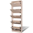 thumbnail image 2 of vidaXL 5-Tier Shoe Cabinet Storage Wooden Cupboard Footwear Stand Oak/White, 2 of 11