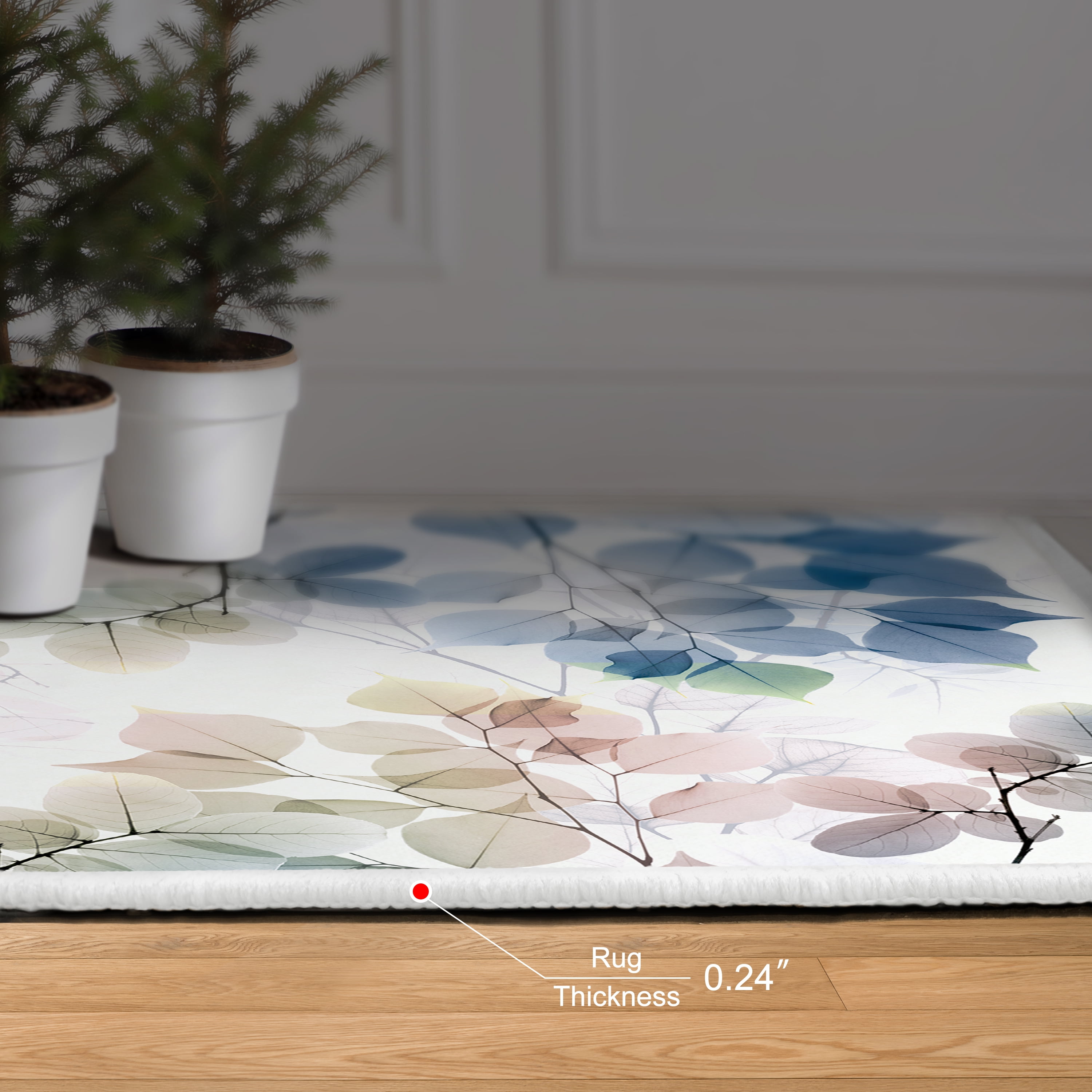 Ethereal Balance I Washable Flowers Art Area Rug size 8'x10', Power-loomed, Heavenly Softness with Non-Slipping Backing