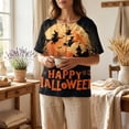 thumbnail image 4 of JULMCOMO Halloween Shirts for Women Cotton Linen Funny Witch Ghost Pumpkin Print Henley Casual Tunic Tops Holiday Costume Graphic Tees Orange M, 4 of 9