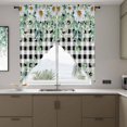 thumbnail image 4 of Daisy Eucalyptus Leaf Swag Valances for Windows 2 Pack Summer Flower Black White Plaid Swag Kitchen Curtains 36 Inches Long Rod Pocket Short Window Treatment for Kitchen Bathroom 28"x36", 4 of 9