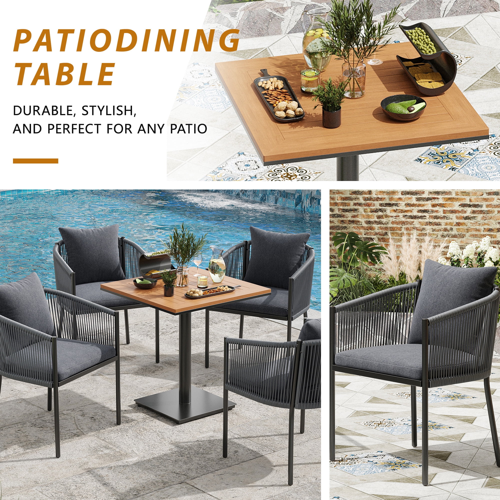 MAYEERTY Outdoor 2-Piece Rattan Patio Dining Chair Set with Cushions for Garden, Backyard & Poolside
