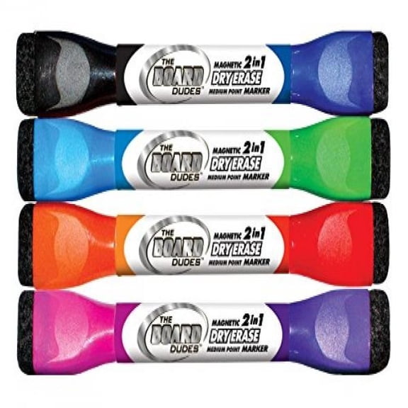 Board Dudes Double-Sided Magnetic Dry Erase Markers Assorted Colors 4-Pack (DDX89)