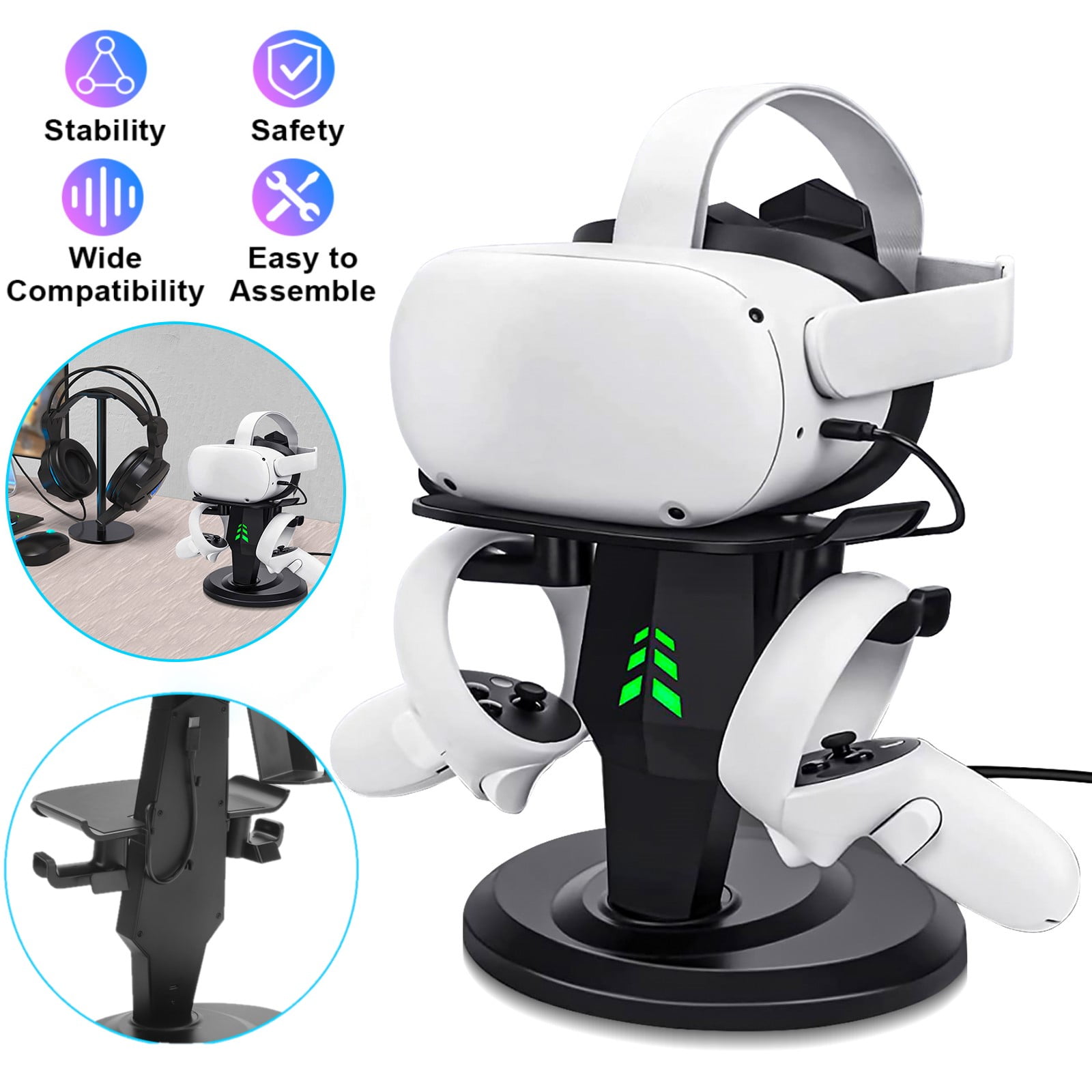VR Stand, EEEkit VR Headset and Dual Controller Charging Dock Fit for Oculus Quest 2, Rift S, Valve Index, HP Reverb G2, VR Display Stand with LED Indicator - Walmart.com