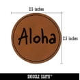 thumbnail image 2 of Aloha Fun Text 2.5" Faux Leather Round Engraved Iron-On Patch - Brown, 2 of 6