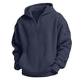 thumbnail image 3 of Bysome Boys Sweatshirts Solid Color Long Sleeve Hooded Tees Autumn Stylish Boys Hoodies Size 13-14 Years Navy, 3 of 9