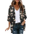 thumbnail image 2 of Aloohaidyvio Cardigan Sweaters for Women,Women's Floral Chiffon Kimono Cardigans Loose Beach Cover Up Half Sleeve Tops, 2 of 5