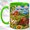 Green, variant on Red Barn Farm Coffee Mug, Tractor Cow Mug, Ceramic 11 oz