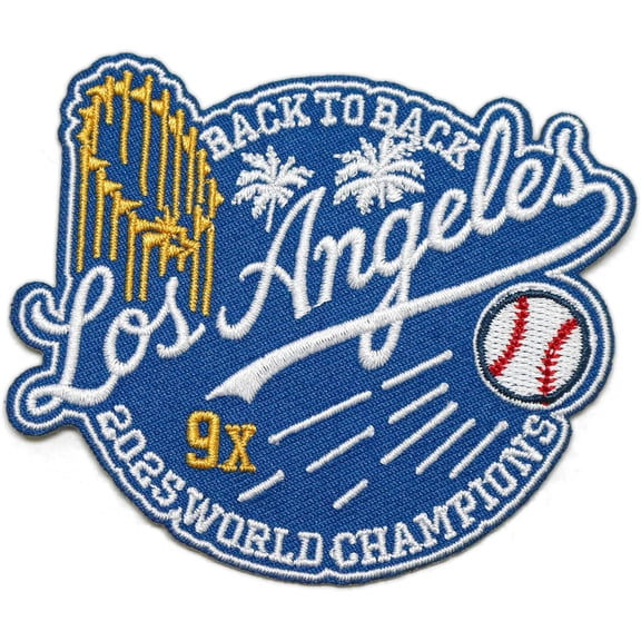 Los Angeles Baseball 2025 World Champions Embroidered Iron On Patch | Patches for Clothing, Hats, & DIY Accessories (9X)