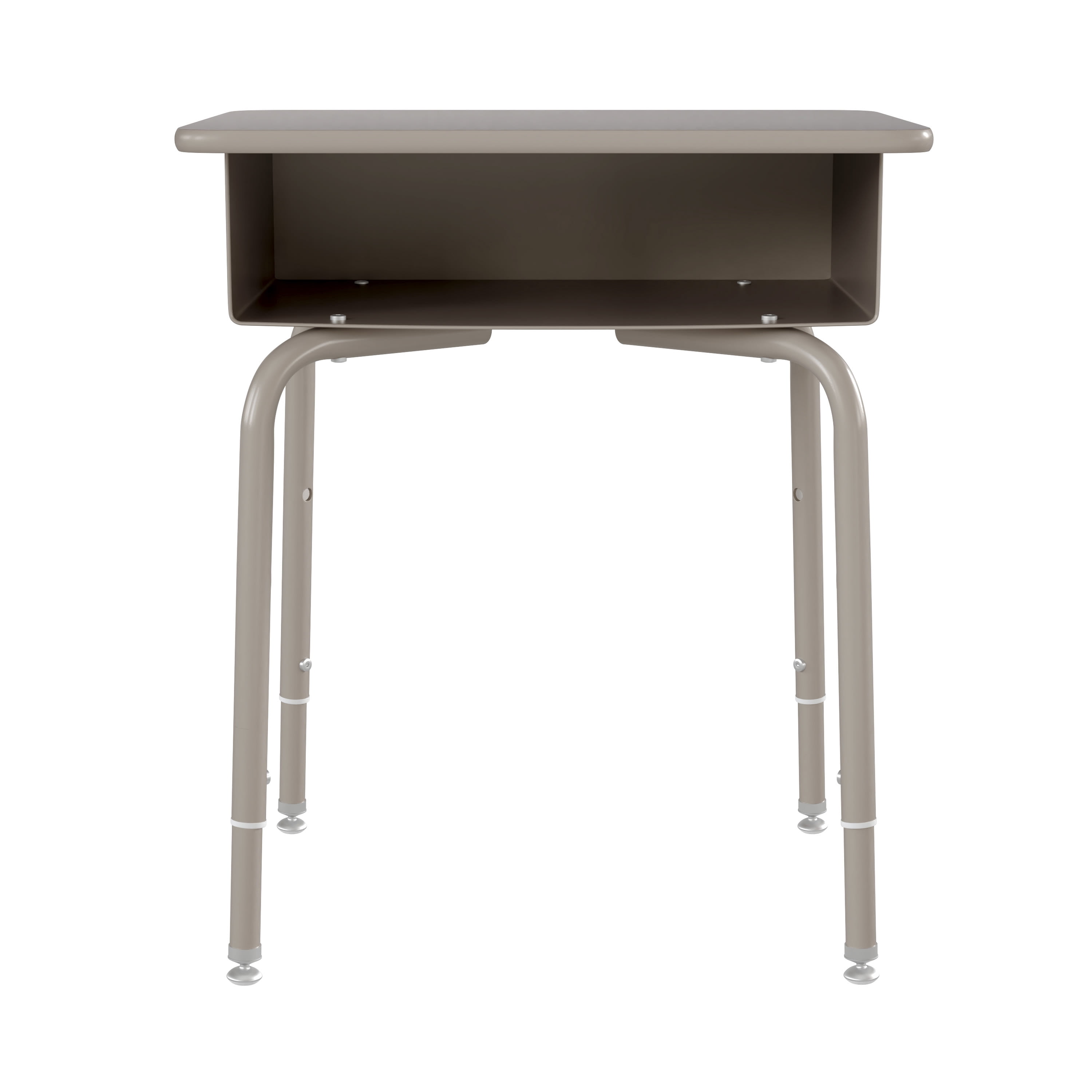Emma + Oliver Height Adjustable Student Desk with Open Front Metal Book Box, Silver Metal Frame and Gray Granite Finished Desktop