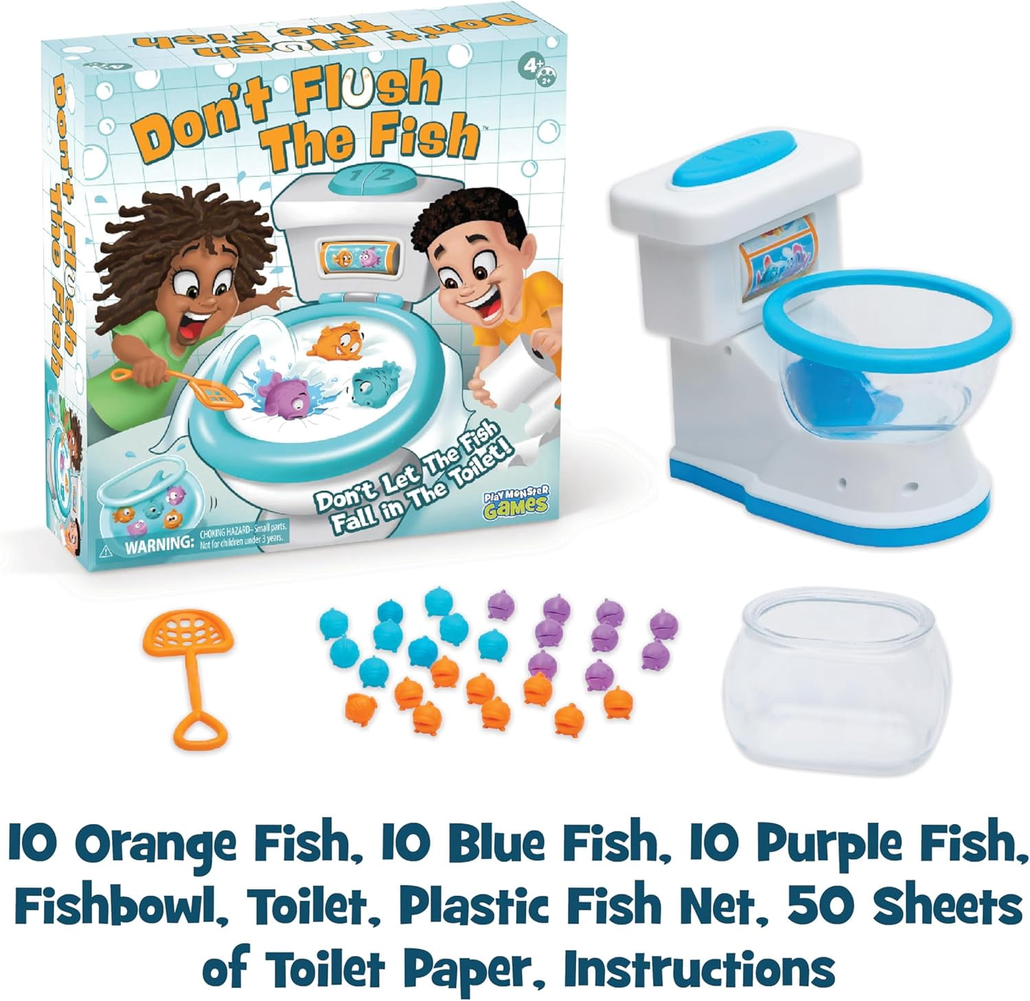PlayMonster, Don't Flush the Fish, Kids & Family Games, Board Game for Children Ages 4 and up