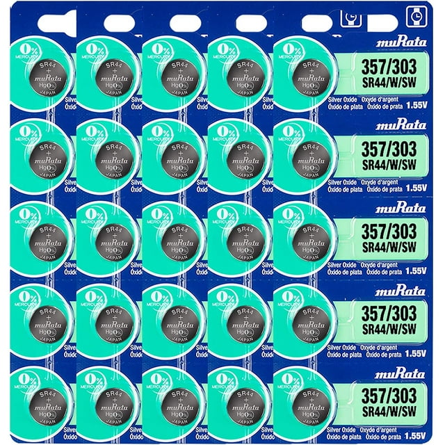 Murata 357/303 SR44/W/SW Battery 1.55V Silver Oxide Watch Button Cell (25 Batteries)
