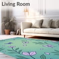 thumbnail image 2 of ODIKA 4'x6' Machine Washable Non-Slip Area Rug, Fairy Tale Canopy with Dancing Butterflies and Floating Petals Art High Traffic Rug, Turquoise, 686370, 2 of 7