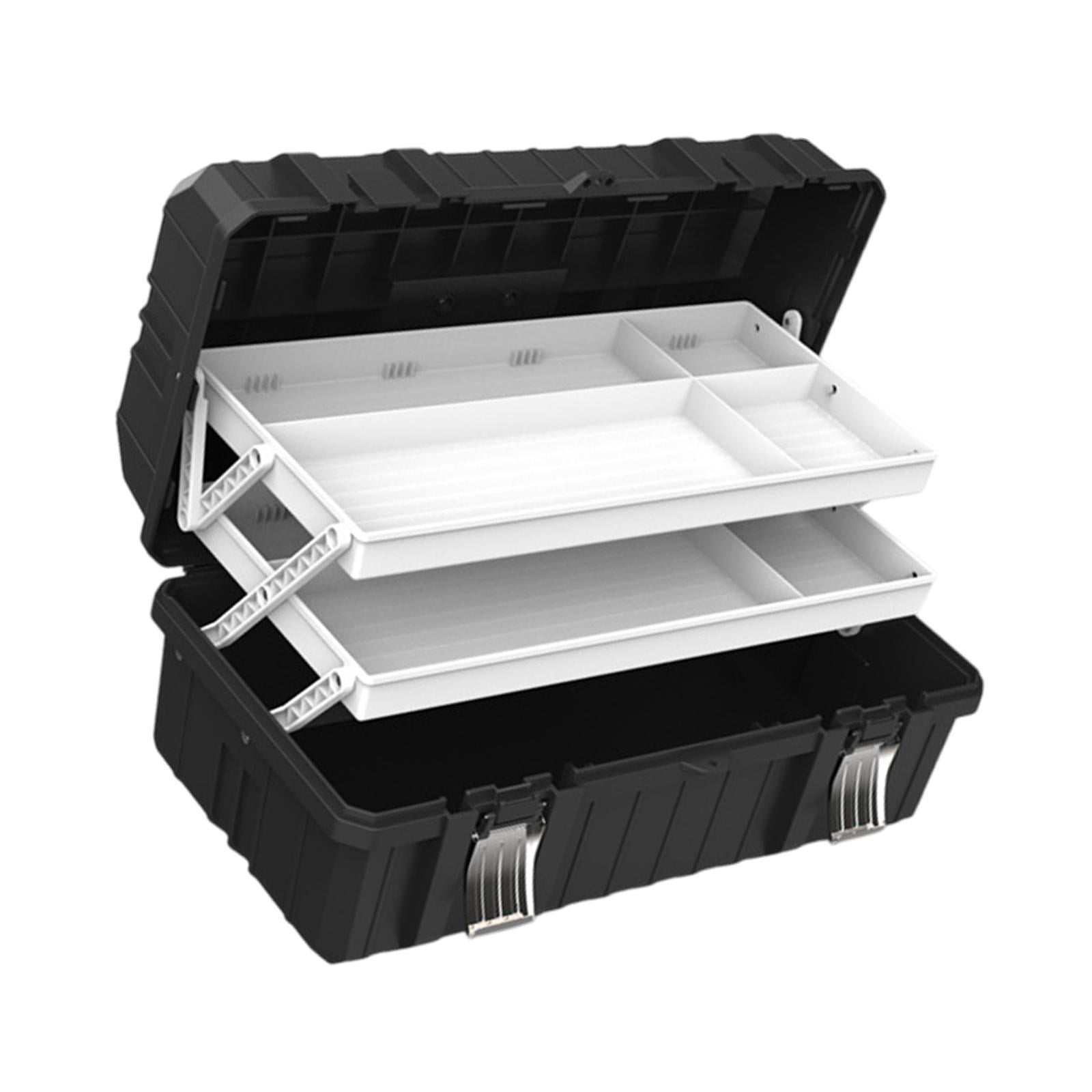 figatia 3 Layer Foldable Tool Box Hardware Parts Storage Case Household Strong Load Bearing Organizer Instrument Container Tackle Box 49cmx27.5cmx22cm