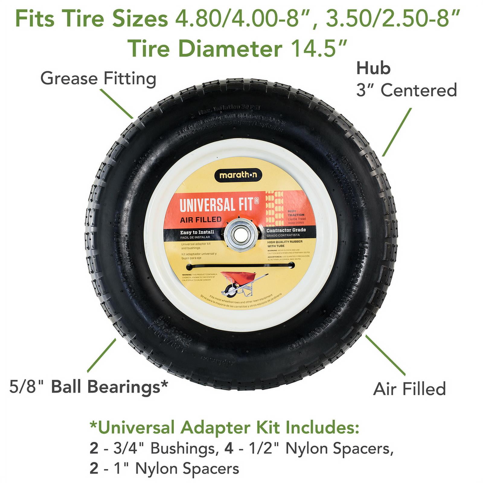 Marathon 20265 Pneumatic Air Universal Utility Wheelbarrow Tire 4.80/4.00-8