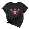 thumbnail image 2 of TIMIFIS T-Shirt Ruban Rose de Sensibilisation au Cancer du Sein pour Femmes T-Shirts Cancer du Sein Été Ample Imprimé Col Rond T-Shirt Manches Courtes Blouse Décontractée Automne/hiver, 2 of 5