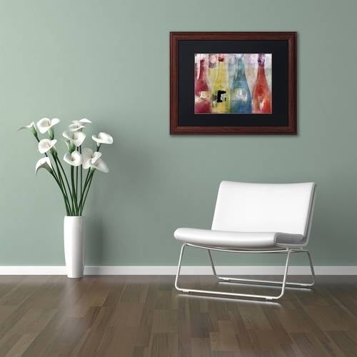 Trademark Fine Art "Bouteilles II" Canvas Art by Color Bakery Black Matte, Wood Frame