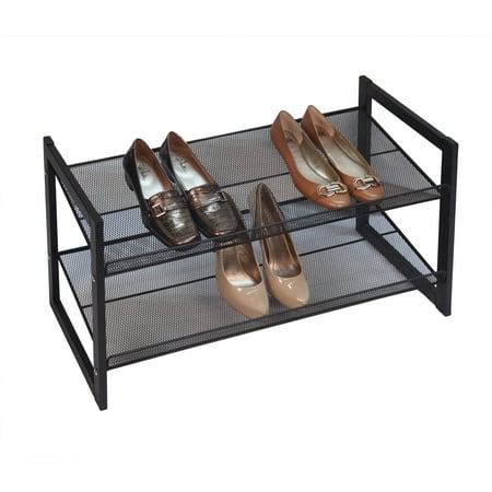 Bronze Angle Metallic 2 Tier Flat Stackable Shoe Rack ...
