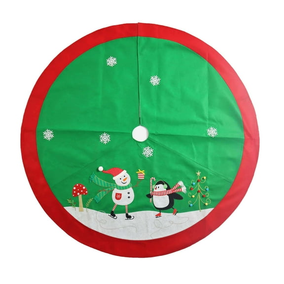 Snowman and Penguin Felt Christmas Tree Skirt, Multicolor, 48", by Holiday Time
