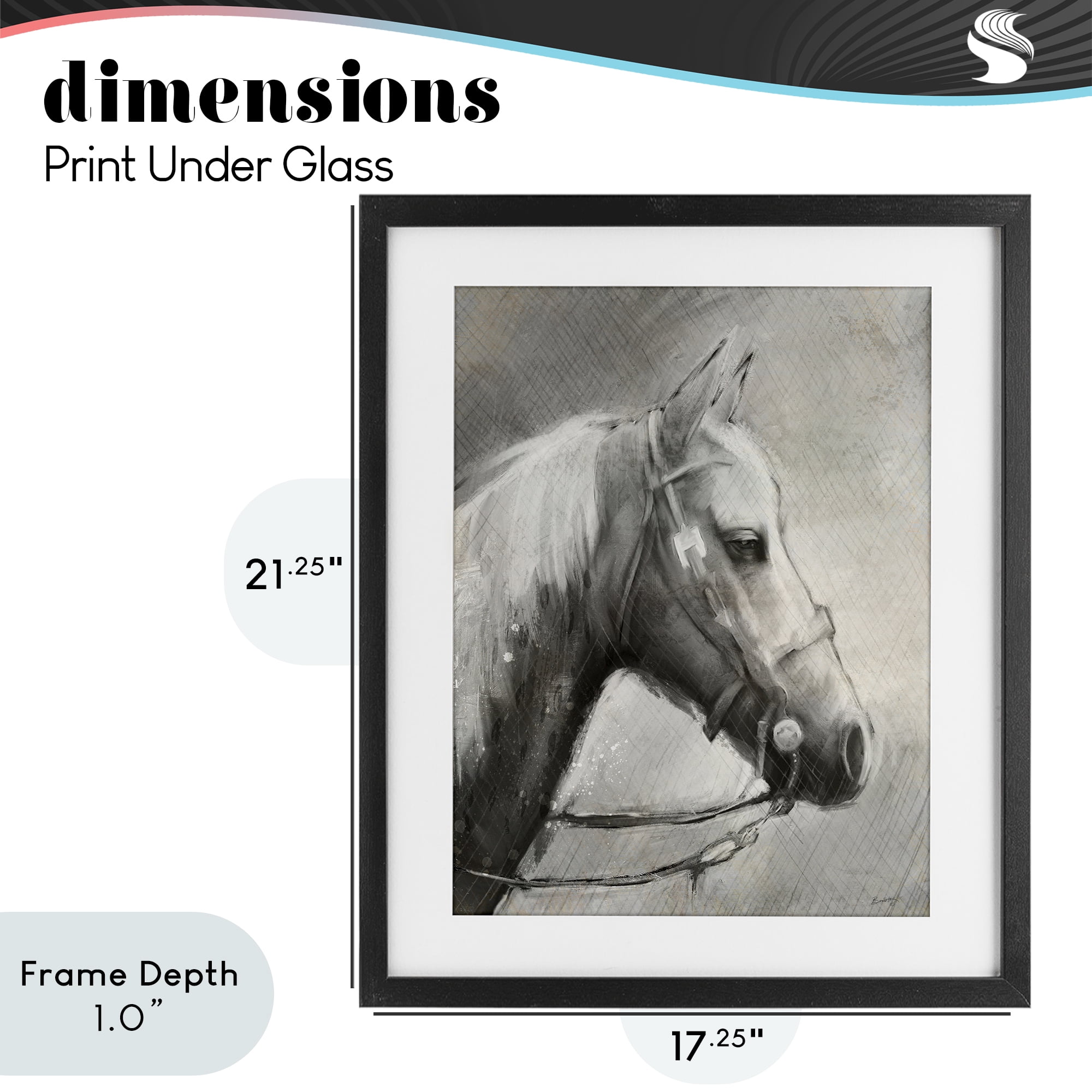 Stupell Industries Modern Ranch Horse Black Framed Print Under Glass, design by Chad Barrett