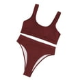 thumbnail image 3 of High Waisted Bikini Set for Women Athletic Two Piece Summer Beach Swimwear Sporty Scoop Neck Ribbed Bathing Suit for Teen Girls Juniors, 3 of 6