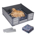 thumbnail image 2 of PureWags 38'' x 38'' x 14'' Pet Whelping Box Kit with Built-in Floor and Reusable Potty Pad, Puppy Playpen for Small to Medium Breeds, Non-Toxic PP Material for Newborn Safety, 2 of 9