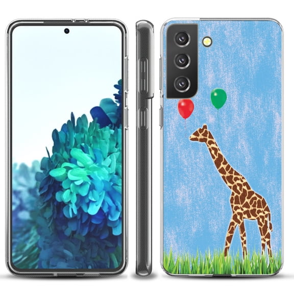 Slim-Fit TPU Protective Phone Case compatible with Samsung Galaxy S21  5G / S21 PLUS 5G, by OneToughShield ® - Giraffe/Balloon