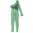 thumbnail image 6 of inhzoy Womens Christmas Candy Cane Jumpsuit Long Sleeve Striped Bodysuit Leotard for Xmas Party Green-B XL, 6 of 7