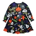 JAHH Toddler Girls Halloween Christmas Dress, Pumpkin 𝐆hos𝗍 Print Warm Long Sleeve Par𝐭y Outfit ...