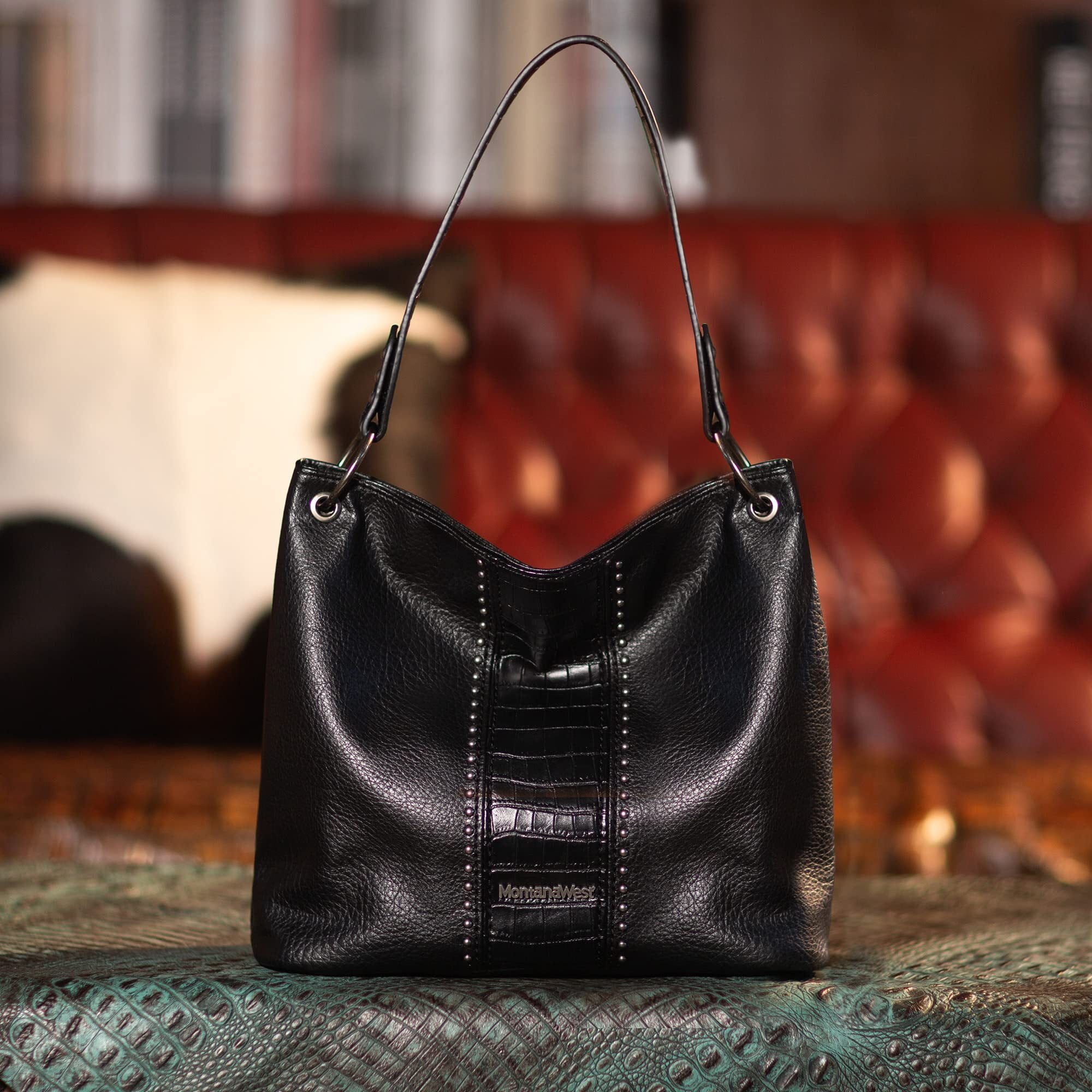 Montana West Purses for Women Hobo Shoulder Handbags with Zipper, Black