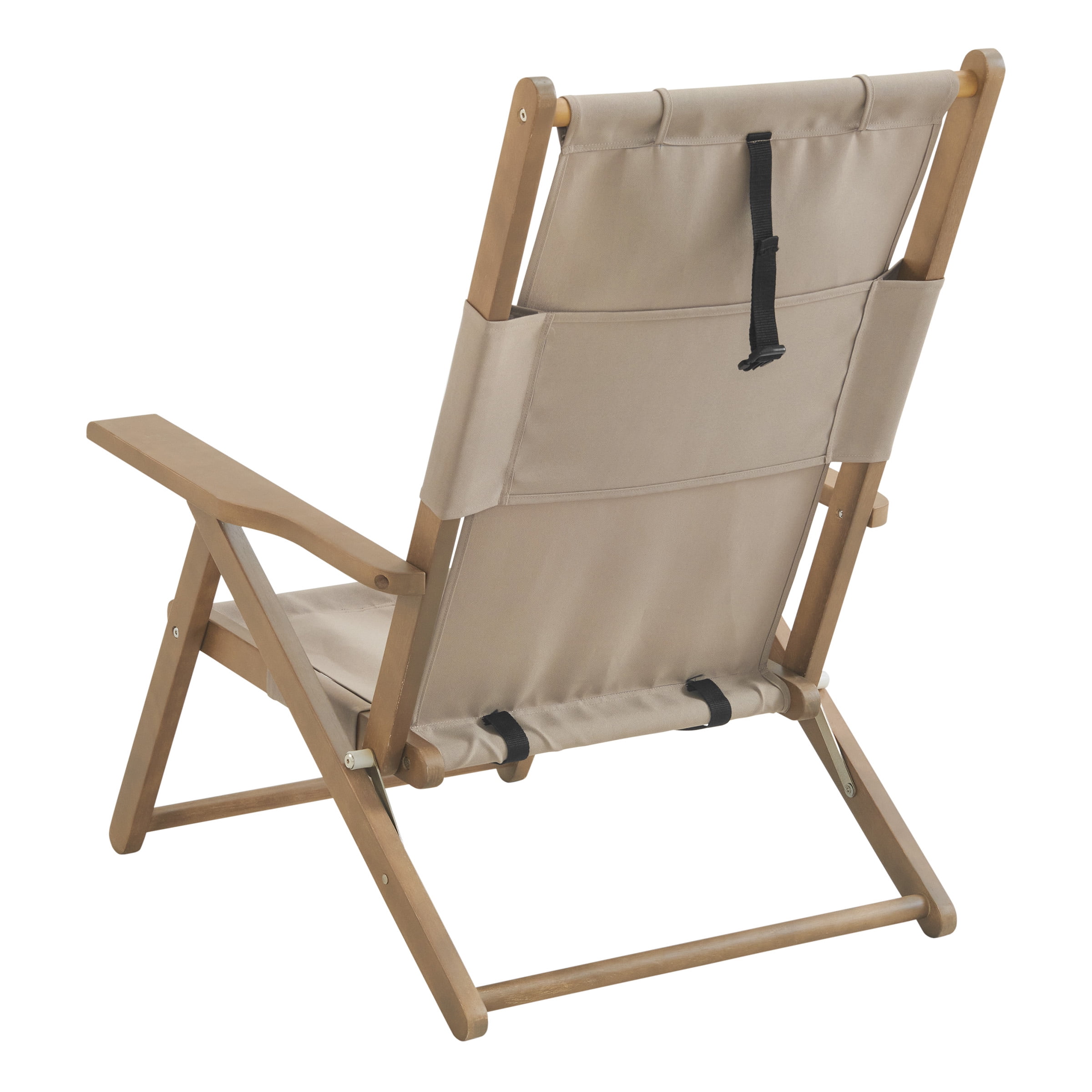 Lavish Home Weather Resistant Folding Beach Chairs – 4-Position Recliners with Carry Straps, Taupe