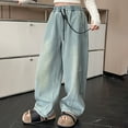 thumbnail image 4 of Odeerbi 5-16 Years Teen Girls Wide Leg Jeans Cute Denim Pants High Waisted Button Loose Pants with Pocket, 4 of 9