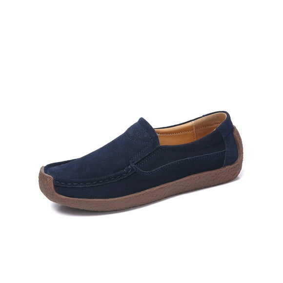 Woobling Womens Flats Comfort Loafers Classic Casual Shoes Fashion Boat Shoe Women Breathable Slip On Navy Blue 9