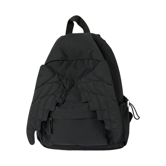 Cute Wing-Shaped School Backpack,Sweet Playful Student Bookbag with Fun Zipper Design for Campus,Classes,Outings,Travel and Everyday School Carry Use,Black