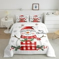 thumbnail image 2 of Manfei Kawaii Christmas Snowman Queen Comforter Set,Xmas Flower Bedding Sets,Red White Green Bedding Comforter Set For Kids,Microfiber Bedroom Decor Reversible,3-Piece, 2 of 8