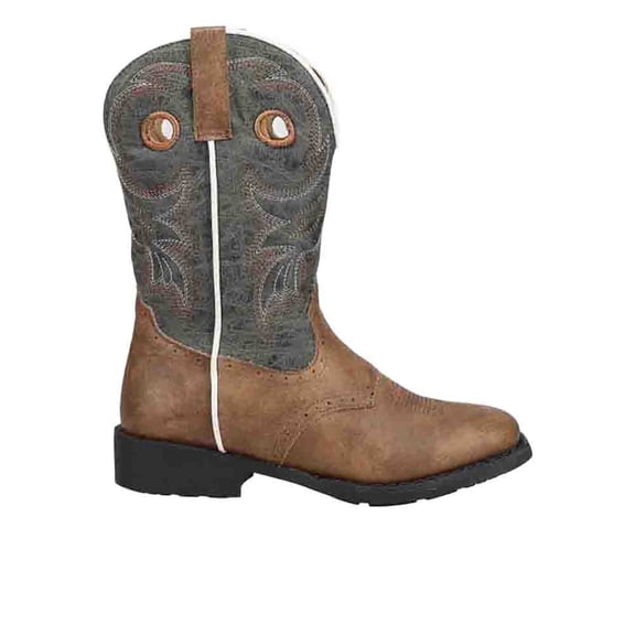 Roper Boys Daniel Distressed Saddle Embroidery Square Toe Cowboy Mid Calf
