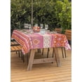 thumbnail image 3 of Outdoor Tablecloths with Umbrella Hole & Zipper, Pink Orange Boho 60 x102 Inch Rectangle Tablecloths, Vintage Ethnic Tribe Abstract Art Waterproof Table Cloth, Patio/Pool/Picnic Table Covers, 3 of 8