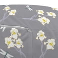 thumbnail image 3 of Flowers Insects Pouf Cover with Zipper, Spring Art Iris Flowers and Dragonflies on Greyscale Background, Soft Decorative Fabric Unstuffed Case, 30" W X 17.3" L, Grey Yellow and White, by Ambesonne, 3 of 5