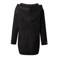 thumbnail image 5 of Women's Thick Wool Hooded Cardigan, Solid Color Windbreaker Outerwear, Casual Daily Jacket, Black, L, 5 of 5