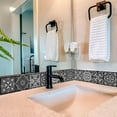 thumbnail image 4 of Mi Alma Floral Black White Tile Stickers - Removable Vinyl 4x4, 24 pcs, 4 of 12