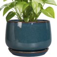 thumbnail image 1 of Maceta de cerámica G EPGardening, redonda, 9 pulgadas, color azul retro, 1 of 8